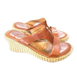 Espadrille Sandals Born Hand Crafted Brown Leather Size 8